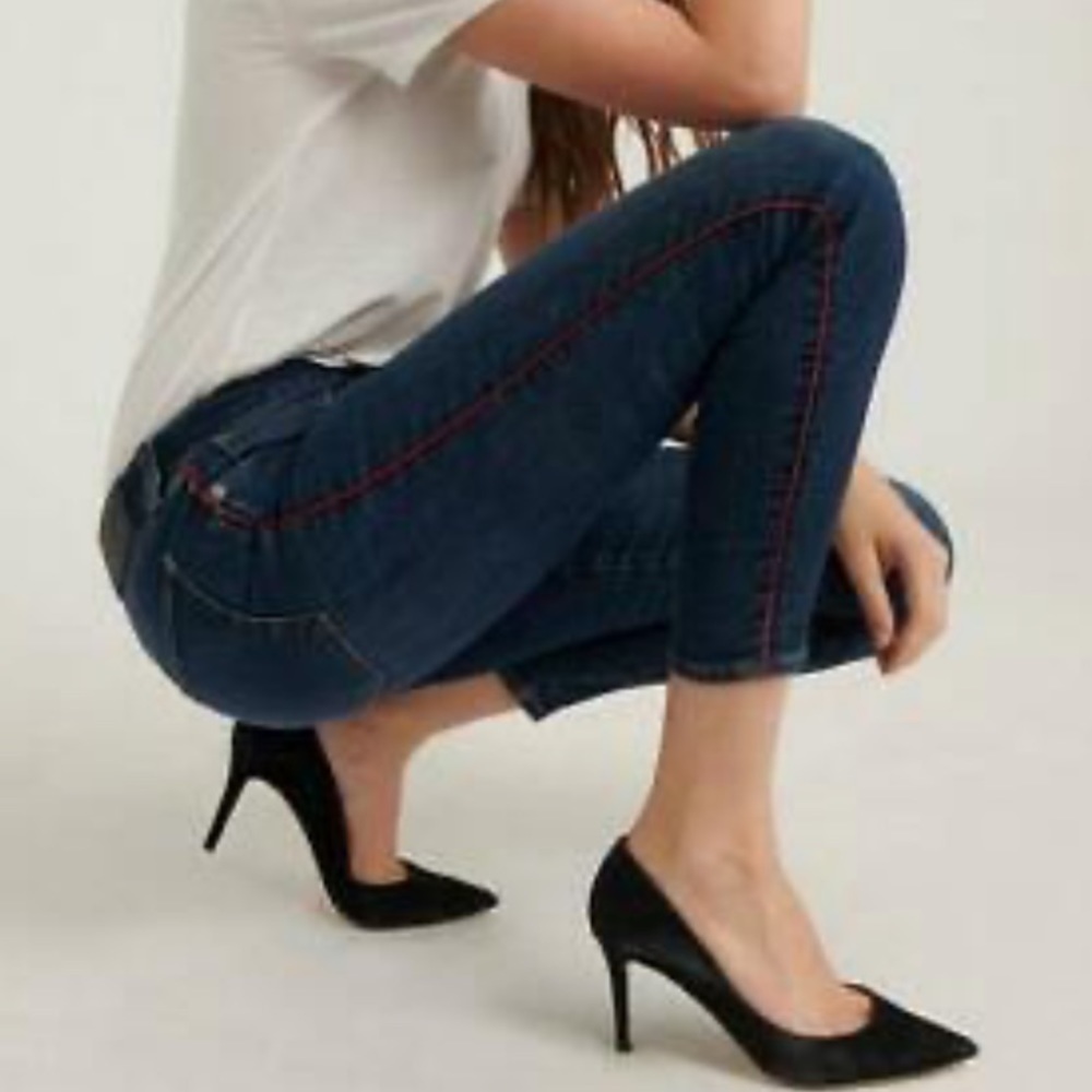 Lucky Brand Lolita Low Rise Skinny Jeans Velvet Tuxedo Trim Stretch Denim 4/27
